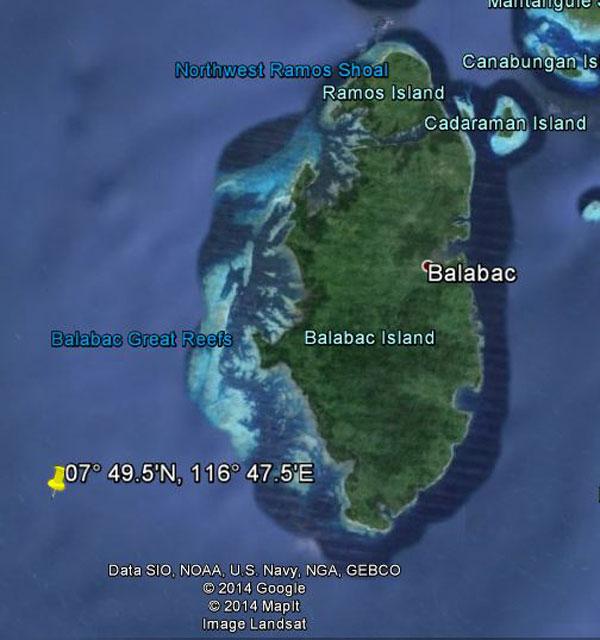 Approximate location of USS Barbel
